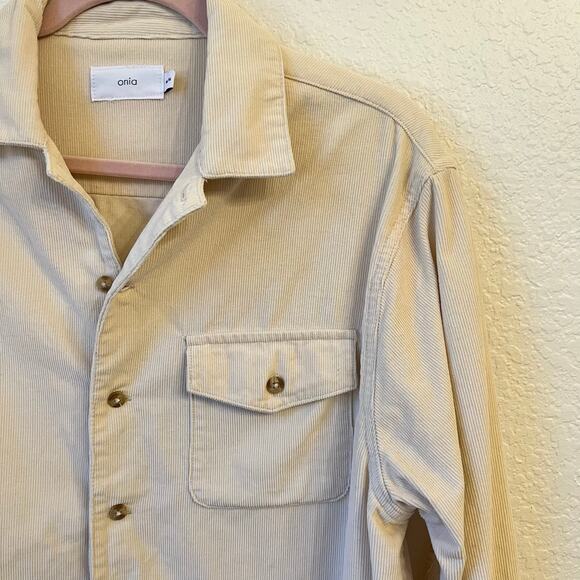 Onia Men's Corduroy Convertible Shirt Medium Swan Cream Button Up Casual - Picture 3 of 10